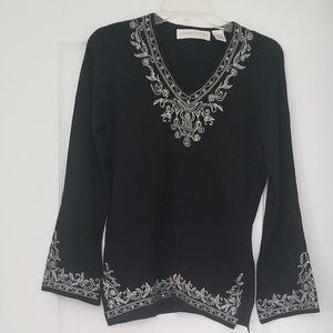 By Architect. Pretty Black Top with Design stitching and tiny sequins. Size M.